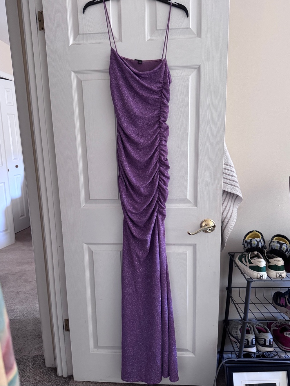 Windsor Lavender Sparkle Ruched Maxi Dress